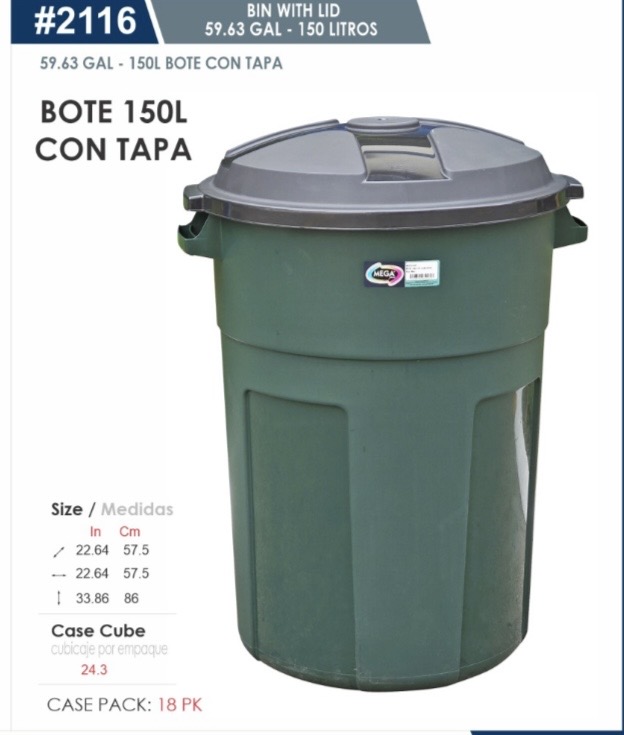 BOTE C/TAPA 150 LT