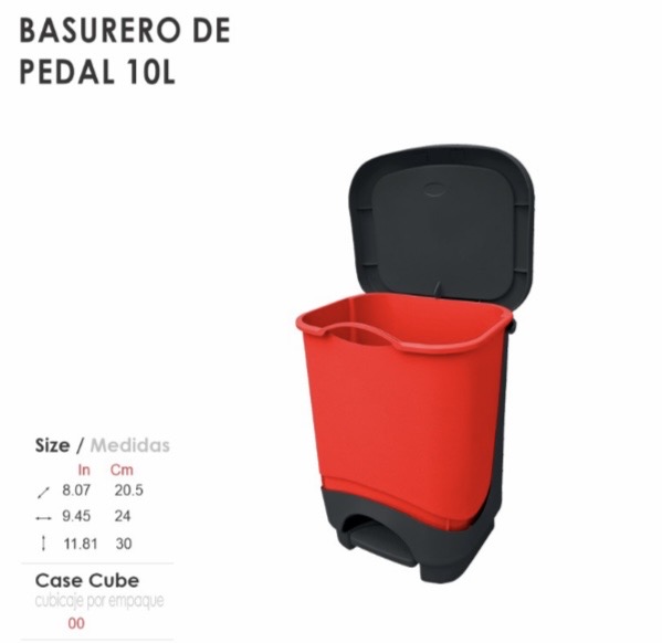 BASURERO D/PEDAL 10 LT
