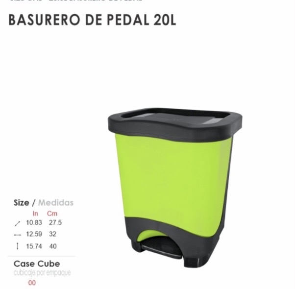 BASURERO D/PEDAL 20 LT