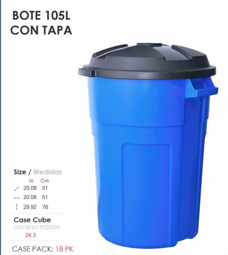 BOTE 105 LITROS CON TAPA
