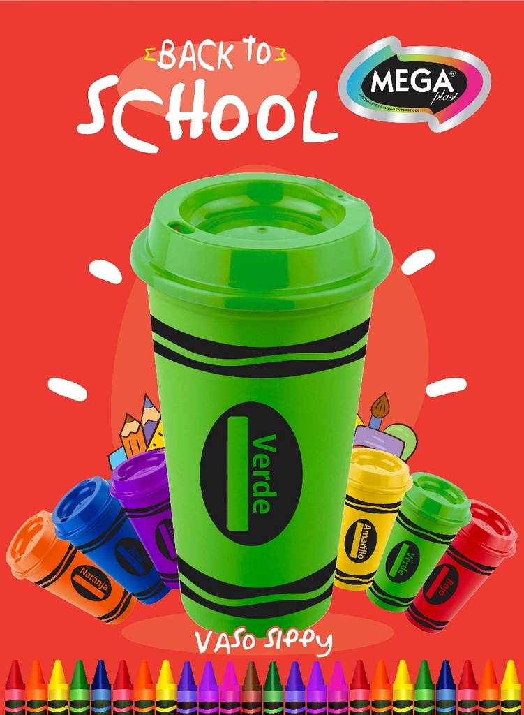 VASO SIPPY CRAYON VARIADO