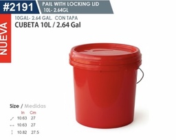 [CUBETA] CUBETA C/TAPA 10 LT /2.64 GAL